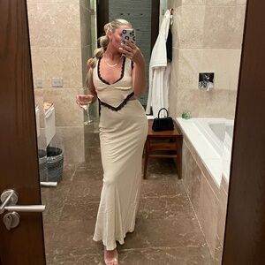 Beige & Black Maxi Dress - Size 2